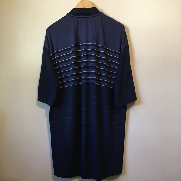 Kirkland Performance Polo Mens Blue and White Stripe Shirt - Picture 3 of 13
